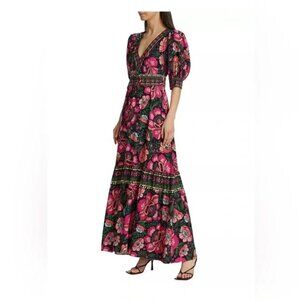 Farm Rio Flower Gardens Maxi Dress – Vibrant Floral Pink, Size S